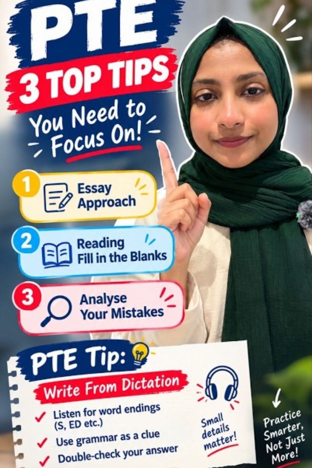PTE 3 top tips to focus on — essay, reading, mistakes (video thumbnail)